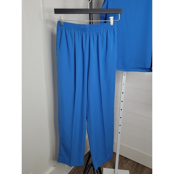 Regal Vintage Top & Pull On Elastic Waist Crop Pants Outfit Set ~ Sz PL ~ Blue - Picture 3 of 7